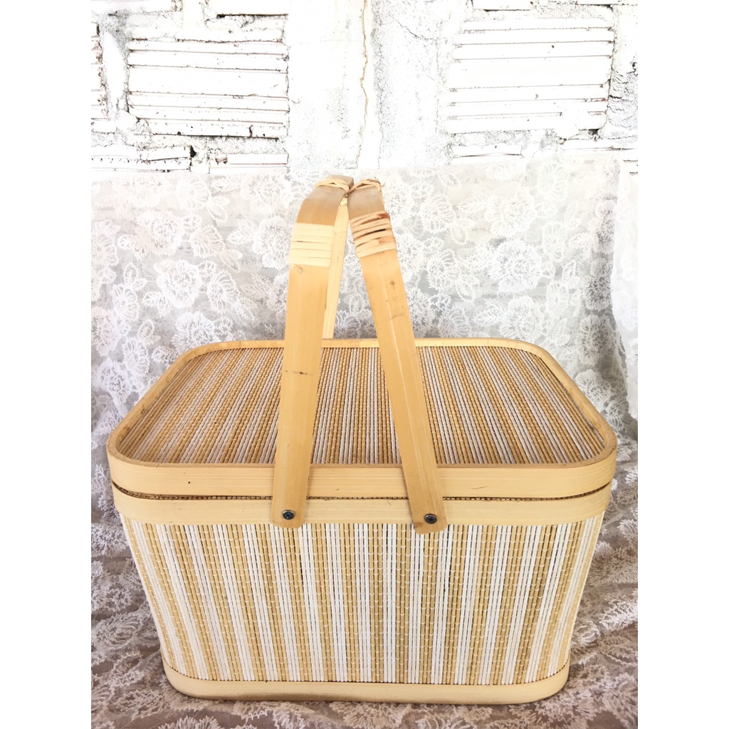 Giỏ Tre Dã Ngoại/ Giỏ Picnic, Dùng Để Đựng Đồ, Trang Trí, Đạo Cụ, Phụ Kiện Chụp Hình