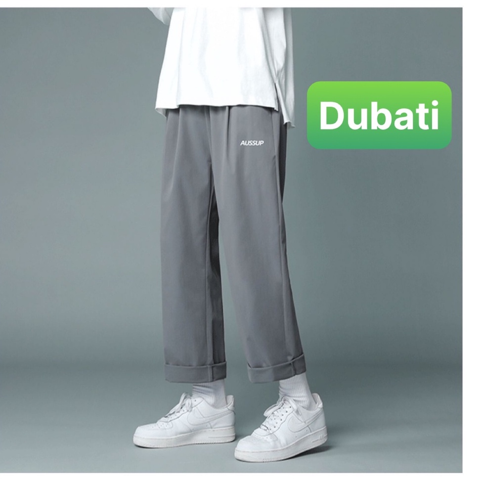 Quần baggy nam nữ Unisex ống rộng in chữ AUSSUP - Kiểu quần Kaki Nam Nữ Ống Suông Basic Unisex Phong cách sangDubfashion