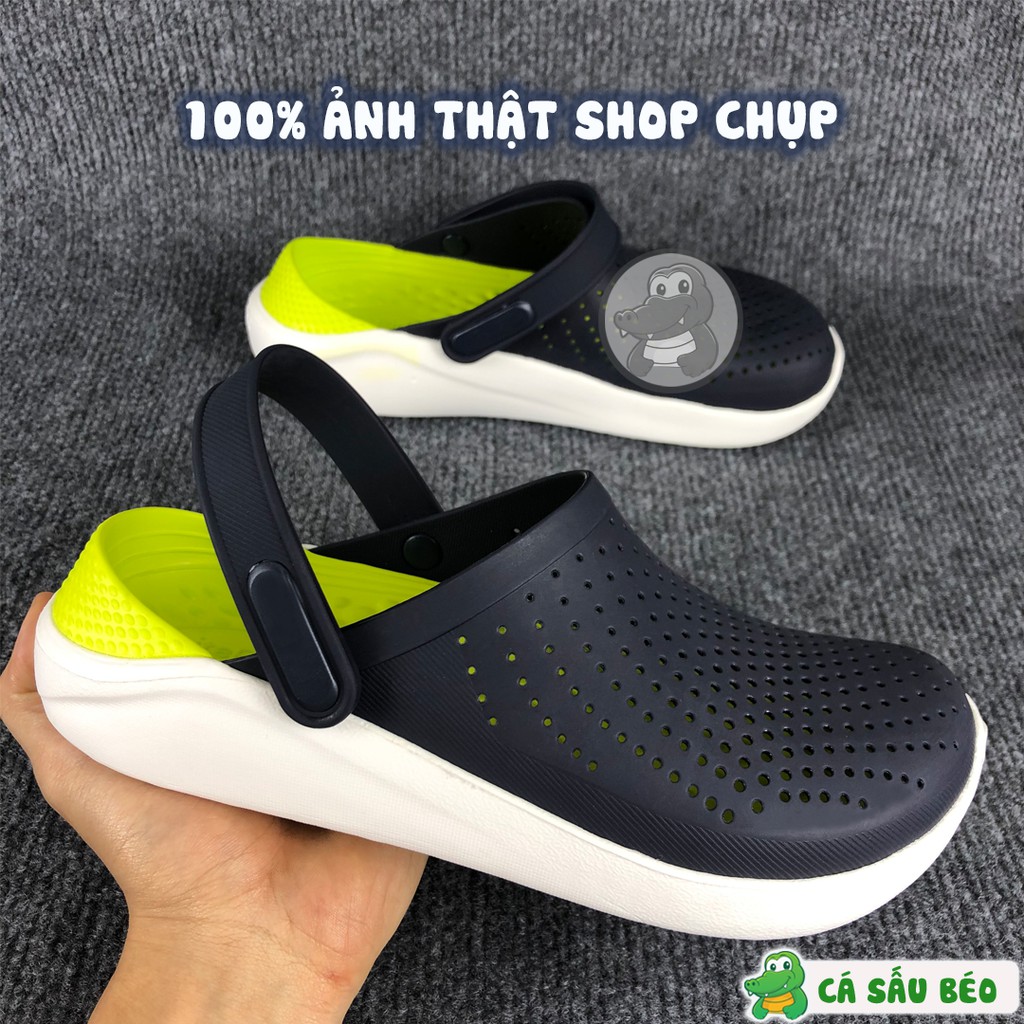 Dép Cross Literide Nam Nữ màu NAVY - VÀNG CHUỐI, Hàng loại 1 full tag, full box