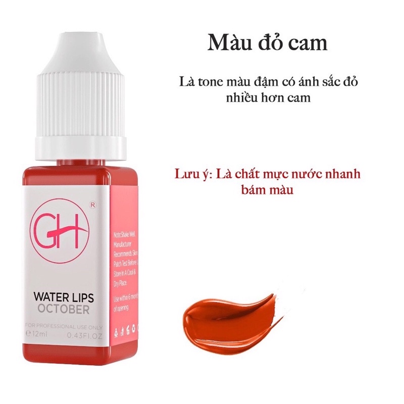Mực phun môi GH cao cấp, mực môi bám màu đậm màu -12ml-Mẫu Mới