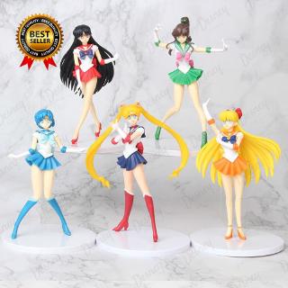 Set 5 Mô Hình Nhân Vật Phim Hoạt Hình Sailor Moon 18cm Bằng Pvc
