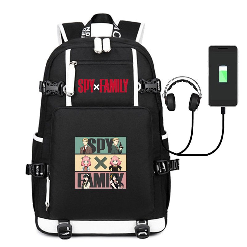 Balo 2 Vạch Kẻ Trắng in hình SPY X FAMILY GIA ĐÌNH ĐIỆP VIÊN anime chibi cặp sách đi học thời trang không kèm sạc