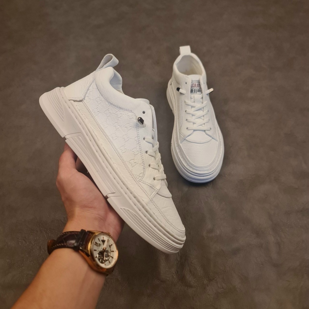 Giày Da Nam Cao Cấp Da Bò Thật, Giày Sneaker Da Tăng Chiều Cao Hàng Siêu Chất 2022