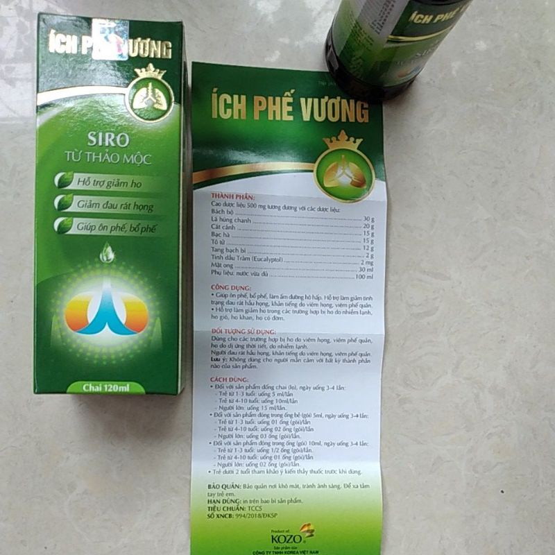 Siro ho từ thảo mộc ÍCH PHẾ VƯƠNG - giảm ho, bổ phế