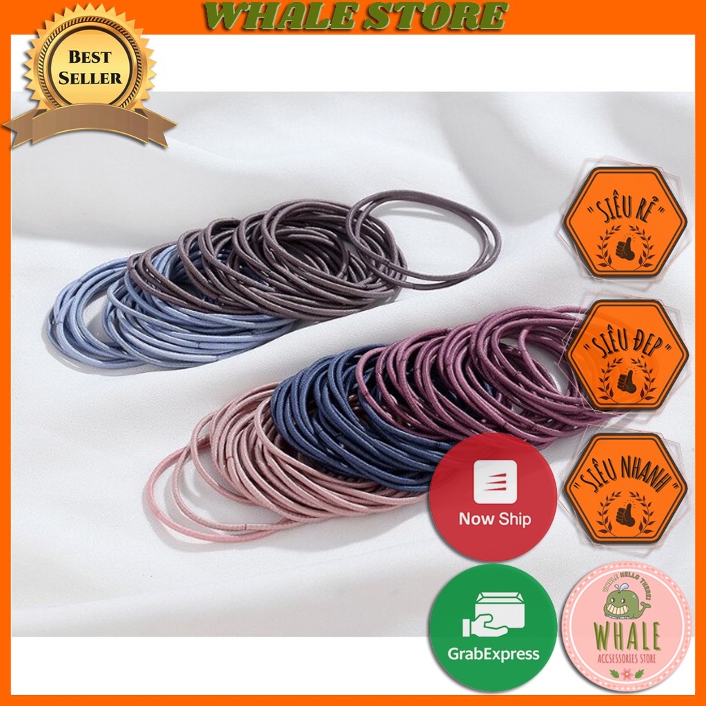 [Nhập Mã ANMW305K Giảm 30%] Túi Zip Set 100 Dây Thun Cột Tóc Thun Buộc Tóc Hàn Quốc Du Lịch Whale Store - WSTCTA11100