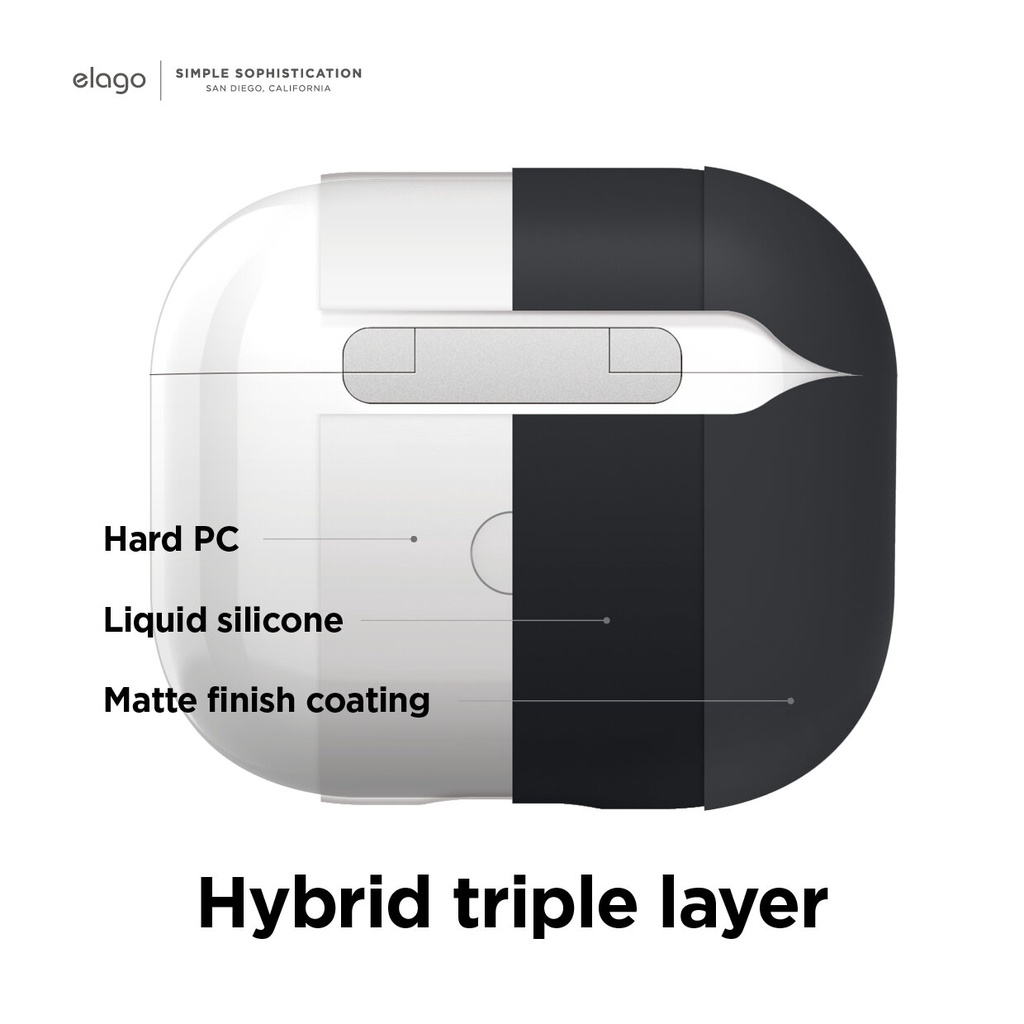 [Mã SKAMSALE03 giảm 10% đơn 200k] Vỏ Case AirPods 3 Elago Liquid Hybrid Hang Silicone - Hỗ trợ sạc không dây