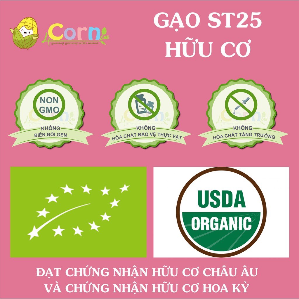 Gạo hữu cơ ST25 chế biến ăn dặm - Cho bé 5m+
