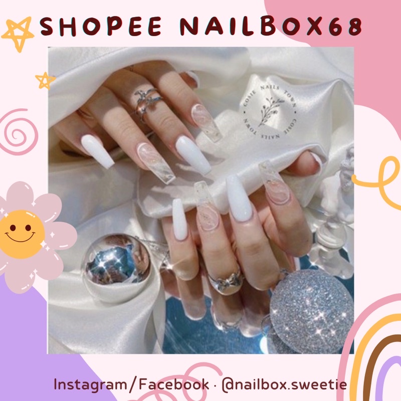 NAILBOX - Móng úp tiện lợi  - Trắng Vân đá