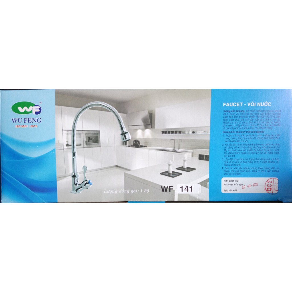 Vòi rửa chén gắn bồn bằng đồng mạ crom Wufeng WF 141D ống xoay , có xuất hóa đơn VAT