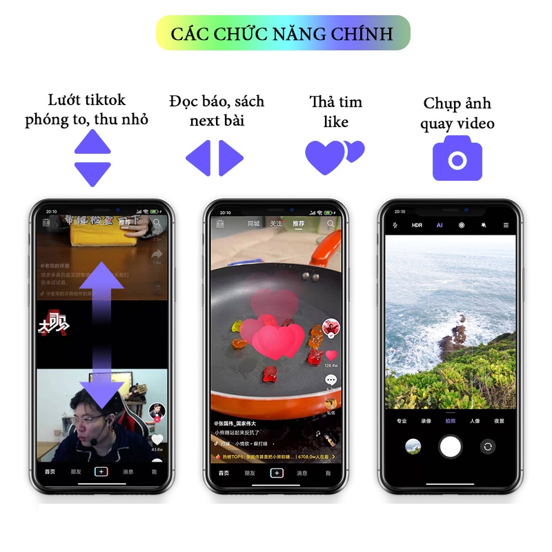 Nút Bấm Điều Khiển Từ Xa Lướt Tiktok, Đọc Sách, Chụp Ảnh, Quay Video Remote Bluetooth Thông Minh Tiện Dụng
