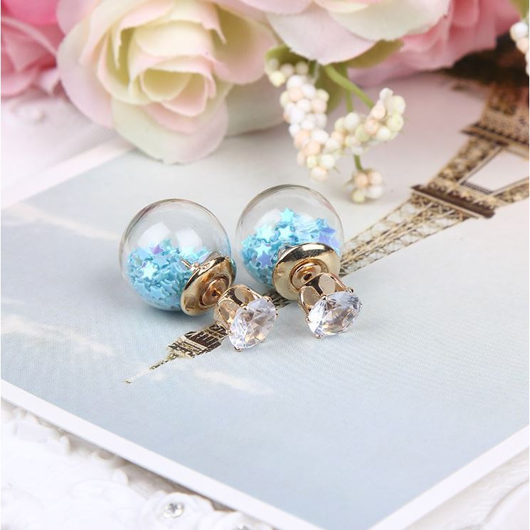 Bông tai thủy tinh cao cấp zircon i08