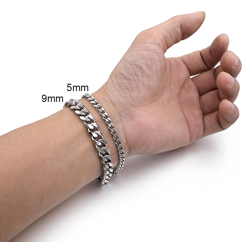 Vòng Đeo Tay Đánh Bóng Sáu Mặt Bằng Thép Không Gỉ Phong Cách Hip Hop Cho Nam Và Nữ