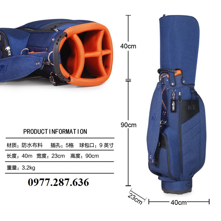 Túi đựng gậy golf Honma đựng 14 - 16 gậy vải bạt chống nước cao cấp shop GOLF PRO TM054