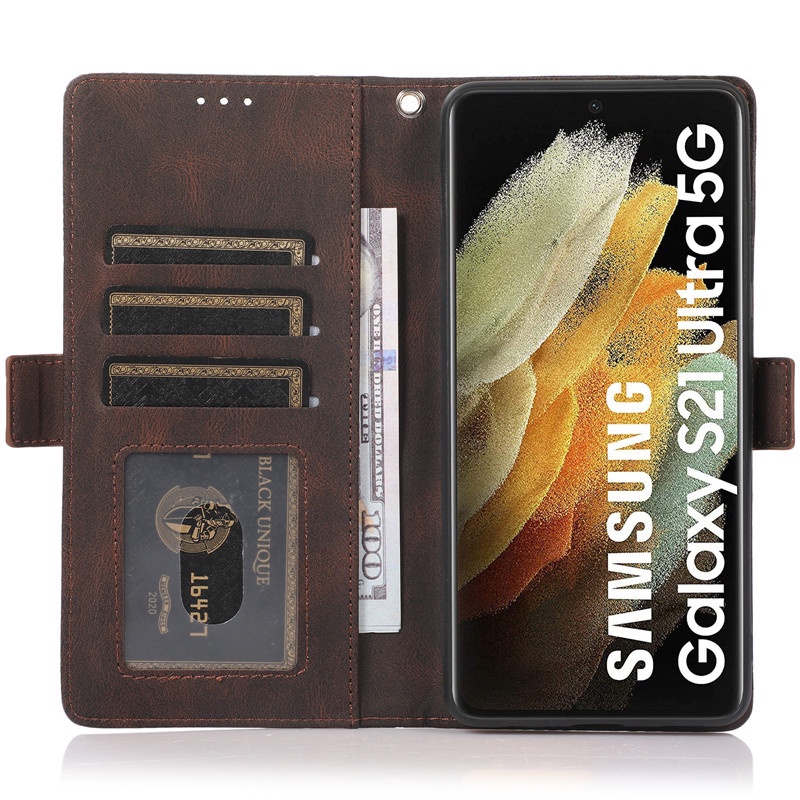 Ốp Điện Thoại Kiểu Ví Da Lật Cho Samsung Galaxy S22 S21 S20 Plus Ultra S21 FE S20 FE