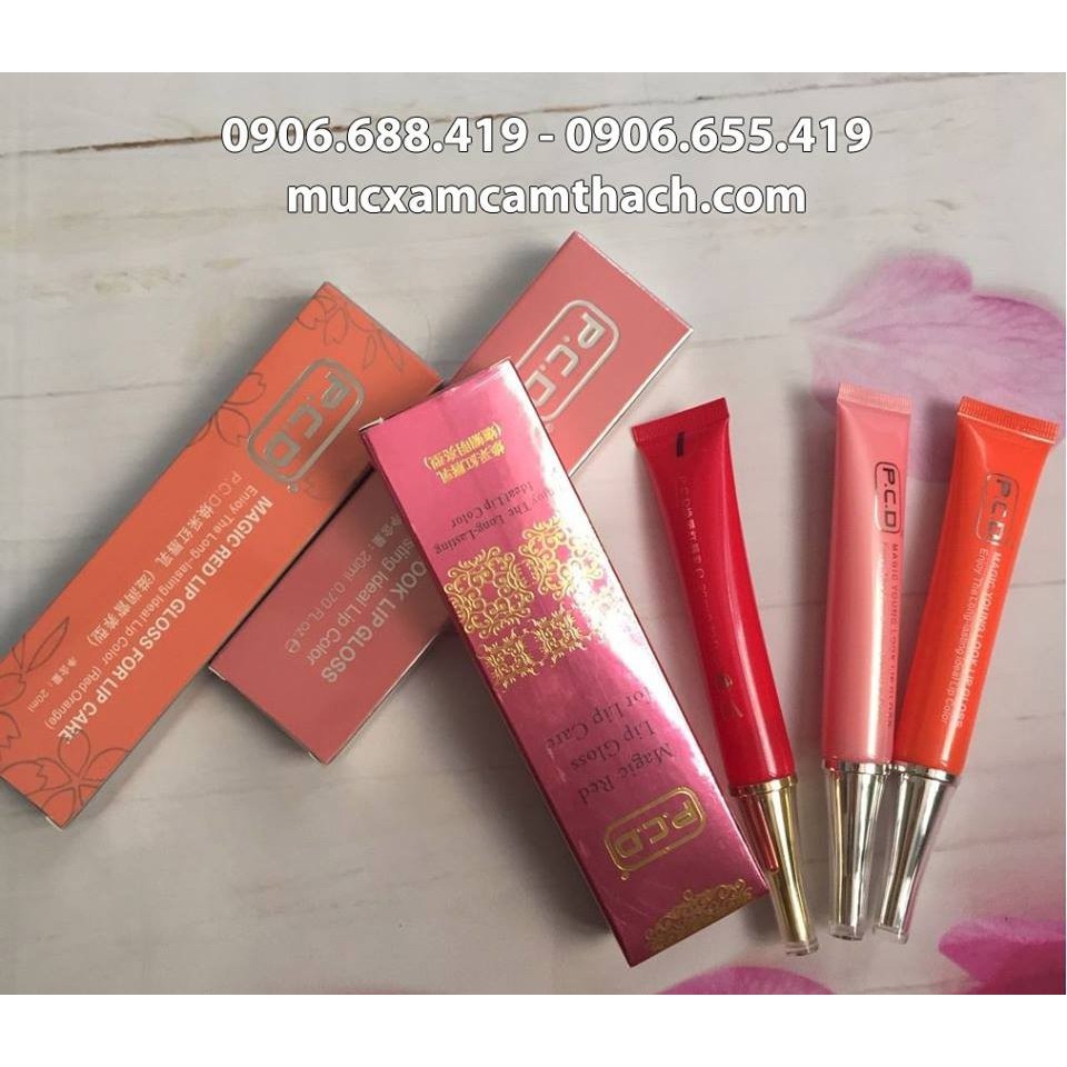 - ( 3 tip dữơng kích màu Môi PCD ĐỎ-CAM-HỒNG 20ml