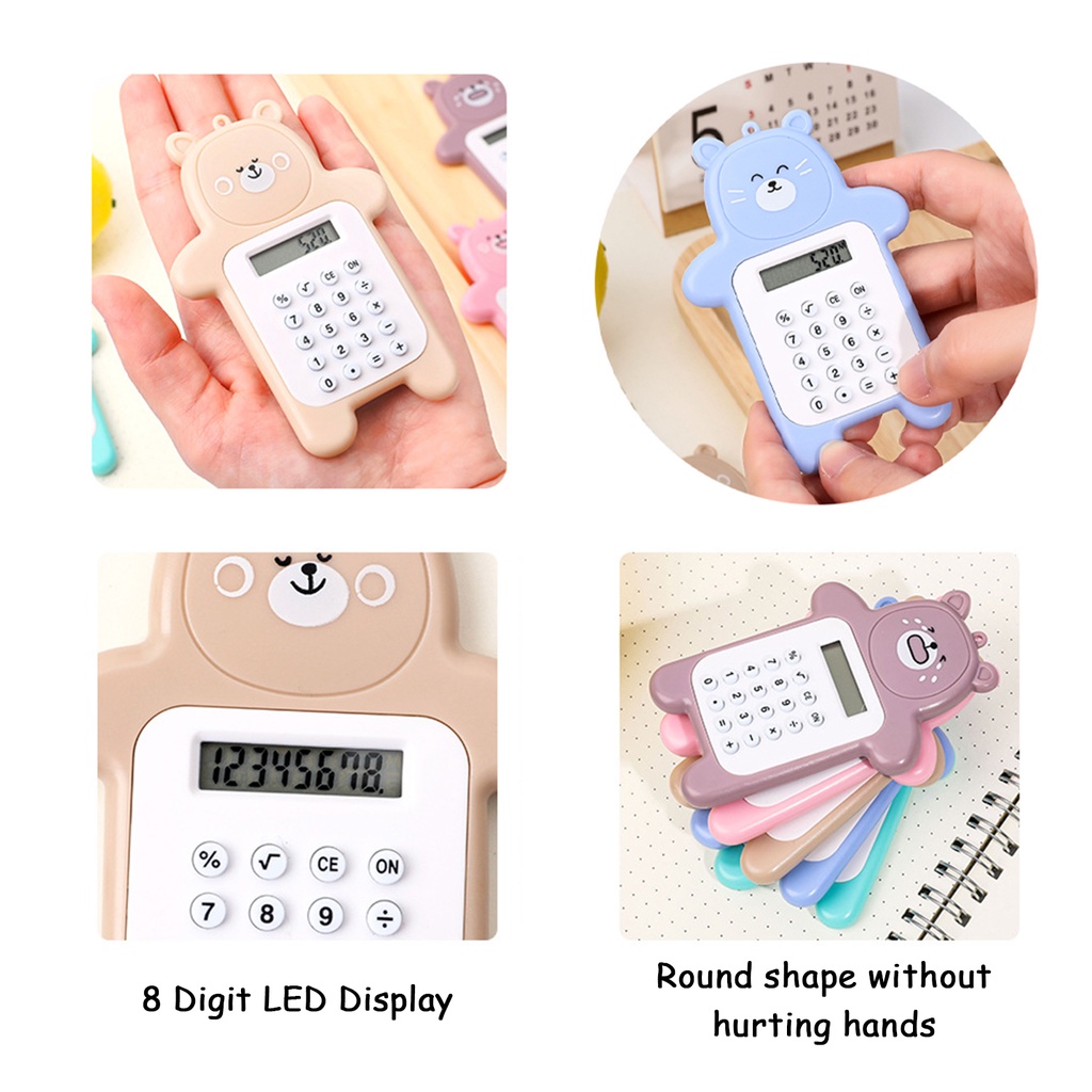 Máy Tính Bỏ Túi Mini 8 Chữ Số Hình Gấu Hoạt Hình Dễ Thương