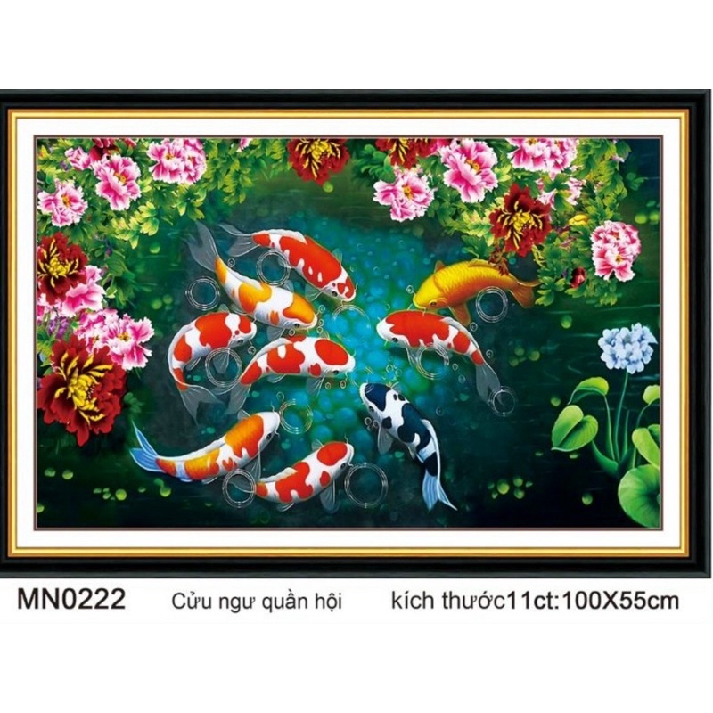 Tranh Thêu Kín Cửu Ngư Quần Hội MN0222,MN0223