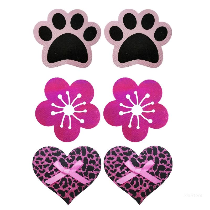 XIXI Set 10 Cặp Miếng Dán Che Nhũ Hoa Hình Trái Tim Họa Tiết Da Báo