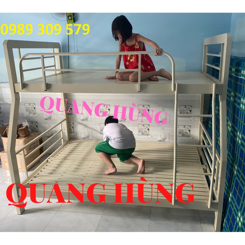 GIƯỜNG TẦNG SẮT HỘP VUÔNG 4X8 MÀU KEM HCM