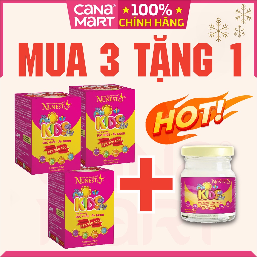 [MUA 3 TẶNG 1] Nước yến cho bé Nunest Kid, bổ sung dinh dưỡng giúp phục hồi và tăng cường sức khỏe.