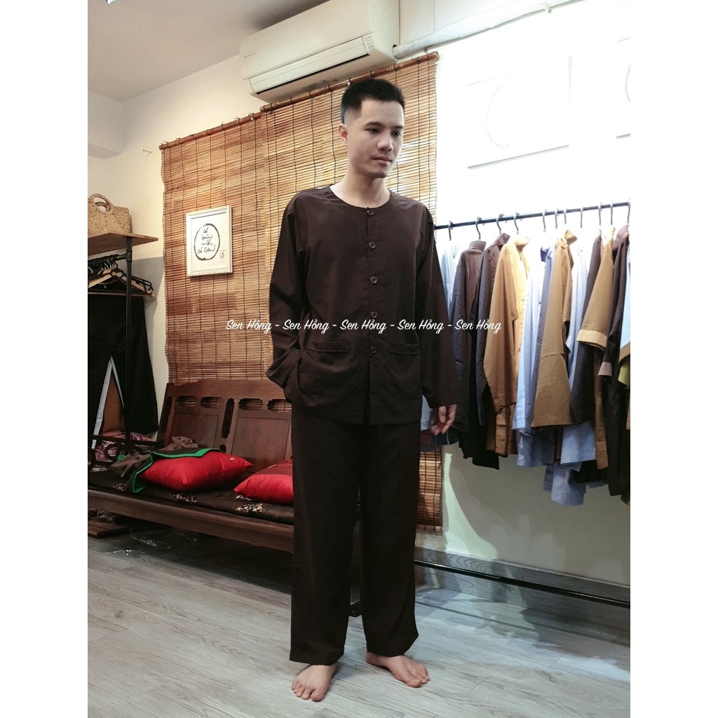BỘ ĐỒ ĐI LỄ TRUYỀN THỐNG MÀU NÂU # bộ đồ lam đi chùa đi chơi # bà ba xưa giản dị vải kate mát mịn dáng xuông B16 NÂU