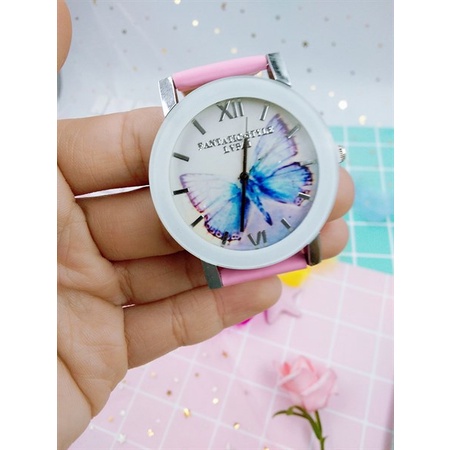 Đồng hồ nữ kim dây da kình cánh bướm
