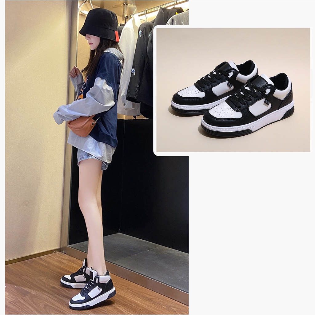 Giày Sneaker Nữ Cổ Cao BLUEWIND Đế Cao Su Nguyên Khối Da PU Mềm Mại 68840