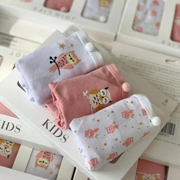 Quần Chíp Bé Gái,Quần Lót Bé Gái Set 3 chip nguyên hộp Kháng Khuẩn 100% Cotton hàng xuất dư size từ 5-12 tuổi 2-7 tuổi