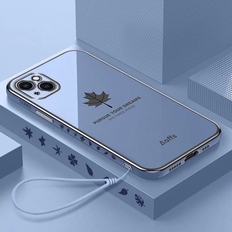 Ốp Điện Thoại Hình Vuông Họa Tiết Lá Phong Sang Trọng Cho IPhone 13 12 11 Pro Max 13 12 Mini X XS Max XR 6 7 8 Plus 13 Pro Max