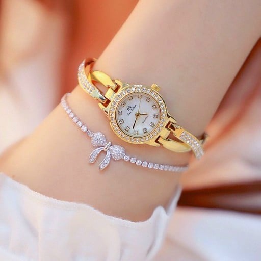 Đồng hồ nữ BeeSister BS, dây lắc sang trọng style Hàn Quốc đính đá sang trọng
