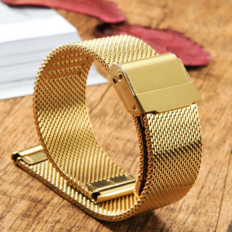 Dây đồng hồ đeo tay thép lưới DW , dây đồng hồ mi band 4 chống phai màu size 16mm 18mm 20mm 22mm combo sỉ