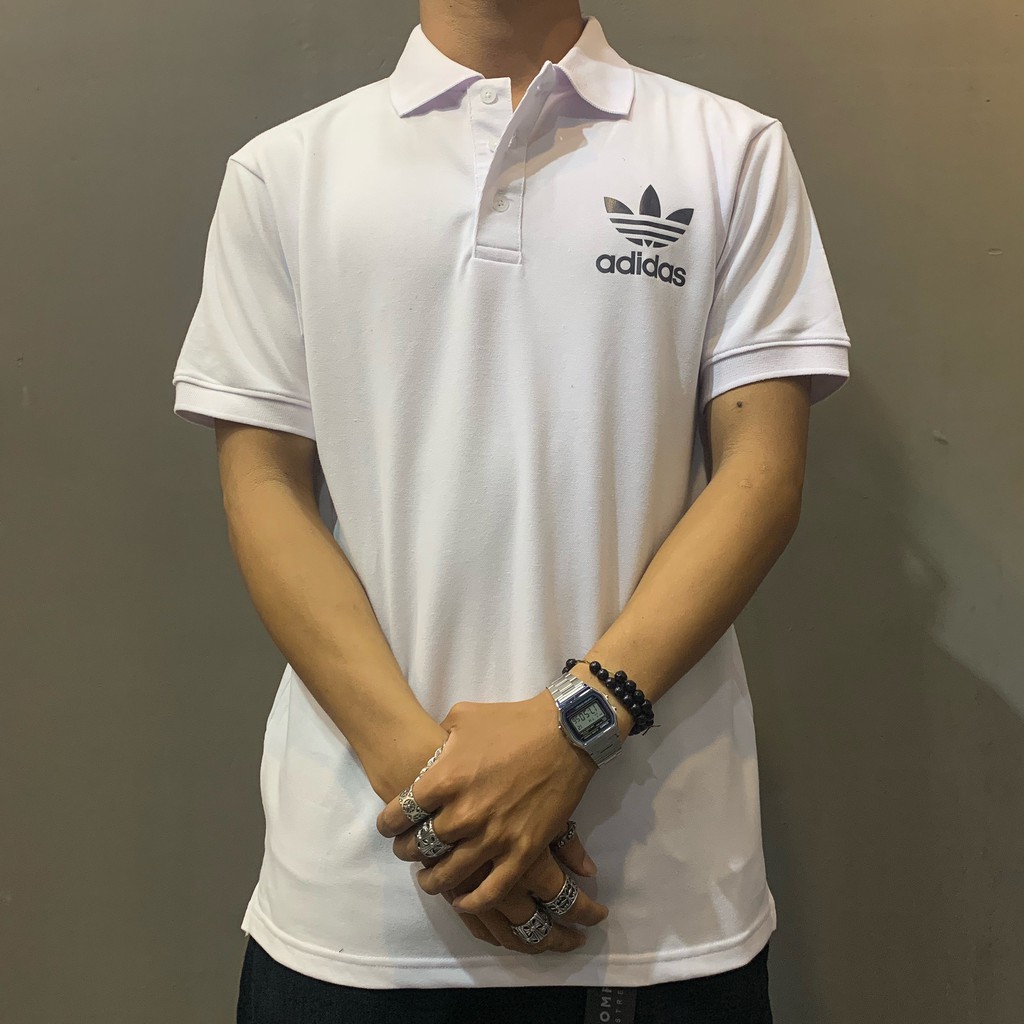Áo polo tay ngắn có cổ ADJDAS SWOOSH (hình shop tự chụp) | BigBuy360 - bigbuy360.vn