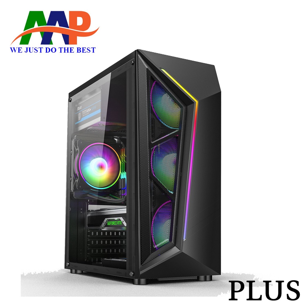 THÙNG MÁY TÍNH CASE AAP PLUS GAMING LED RGB (Hông trong suốt). VI TÍNH QUỐC DUY.