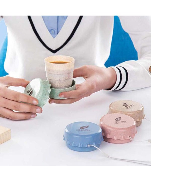 Cốc lúa mạch gập gọn tiện cho con đi học, đi chơi, văn phòng (ảnh thật)