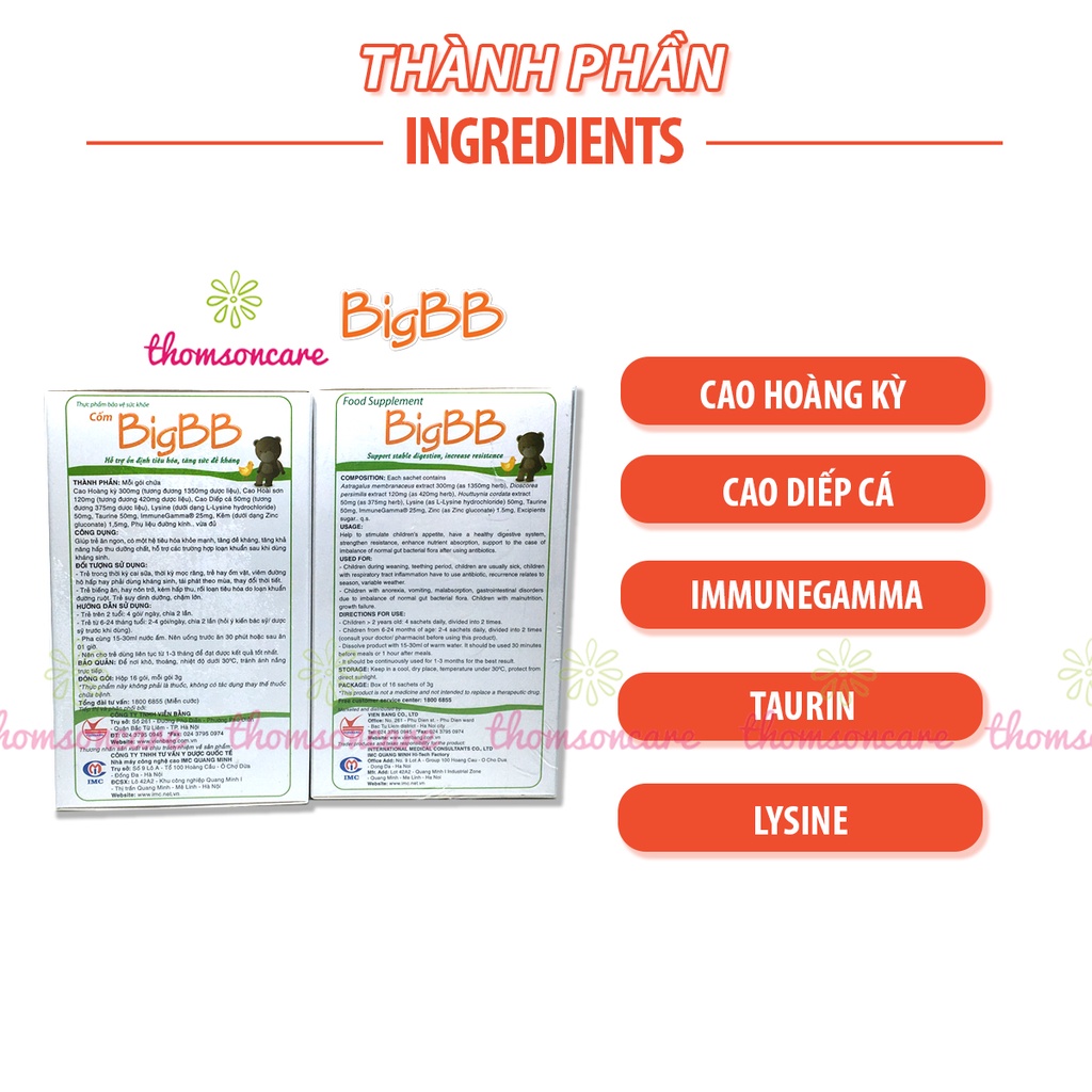 BigBB - Có tem tích điểm tặng quà - tăng sức đề kháng cho bé, giúp trẻ tiêu hóa tốt - Cốm Big BB