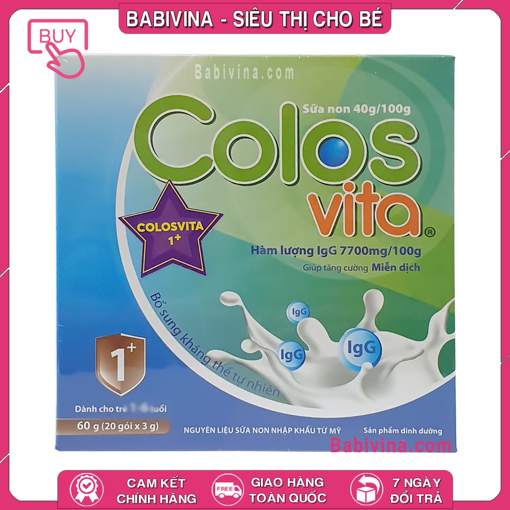 [CHÍNH HÃNG] Sữa Non Colosvita Số 1 (Hộp 60g / 20 gói) | COLOS VITA , Date Mới Nhất, Giá Tốt Nhất | Babivina