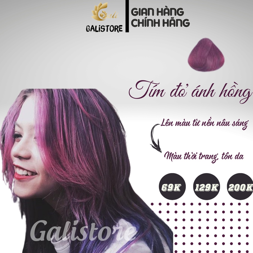 Thuốc nhuộm tóc Tím đỏ ánh hồng+tặng kèm trợ dưỡng
