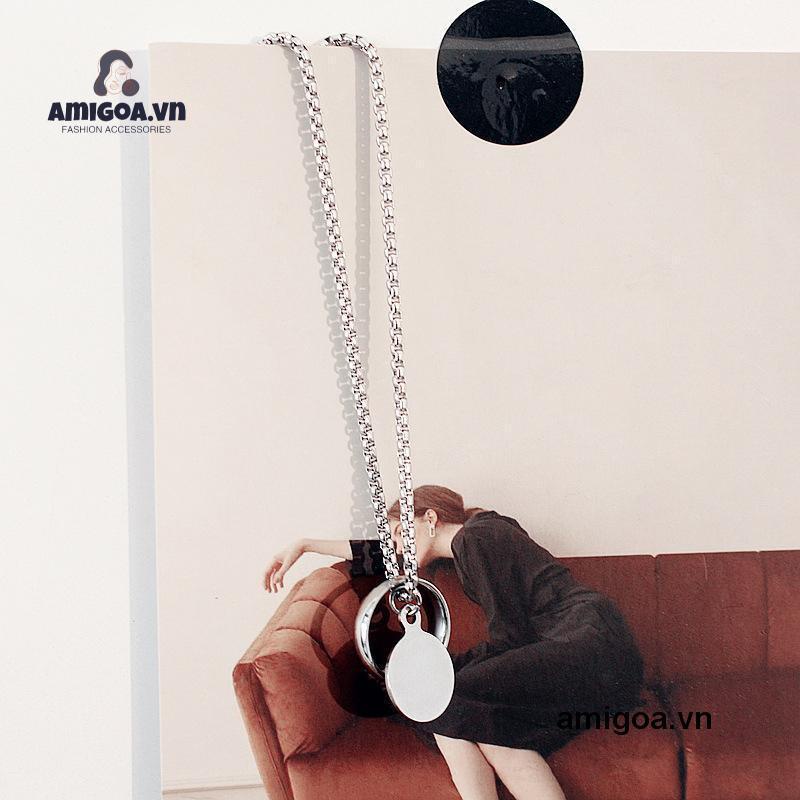 ✨✨Vòng cổ Thép Titan Mặt Nhẫn Phong Cách Punk Đường Phố Cho Nam Và Nữ