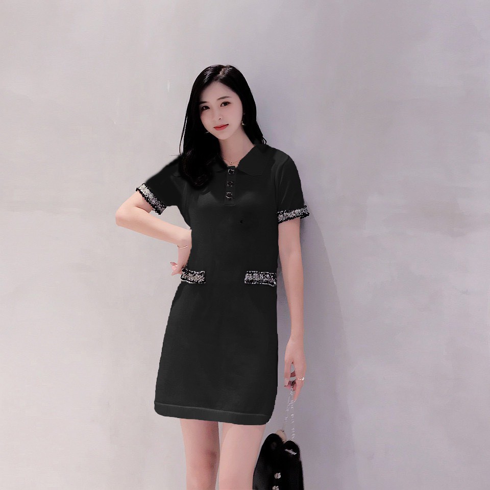 Váy mùa hè cổ polo dáng suông tay ngắn D06