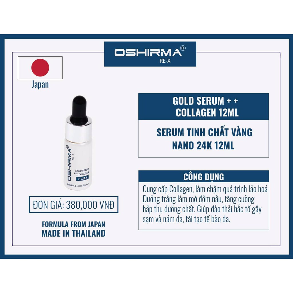 Gold Serum Collagen 7 chức năng Oshirma RE-X 12ml