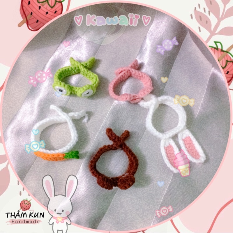 Vòng tay heo, ếch, cà rốt, thỏ, gấu đan len handmade