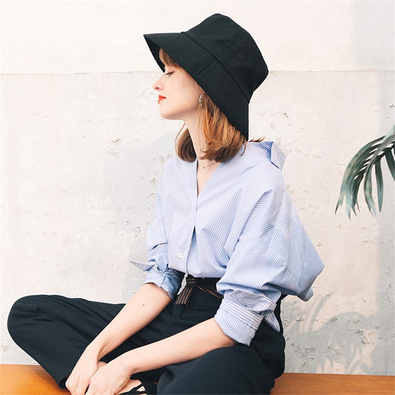 Mũ bucket màu trơn đơn giản thời trang mùa hè cho nữ