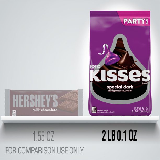 TÚI 910g SOCOLA ĐEN/ĐẮNG HERSHEY'S KISSES, SPECIAL DARK Mildly Sweet Dark Chocolate Candy (32.1oz)