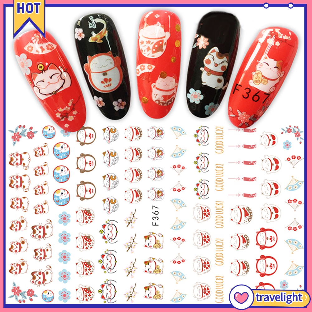 Giấy decal dán móng tay chúc mừng năm mới phong cách Trung Hoa