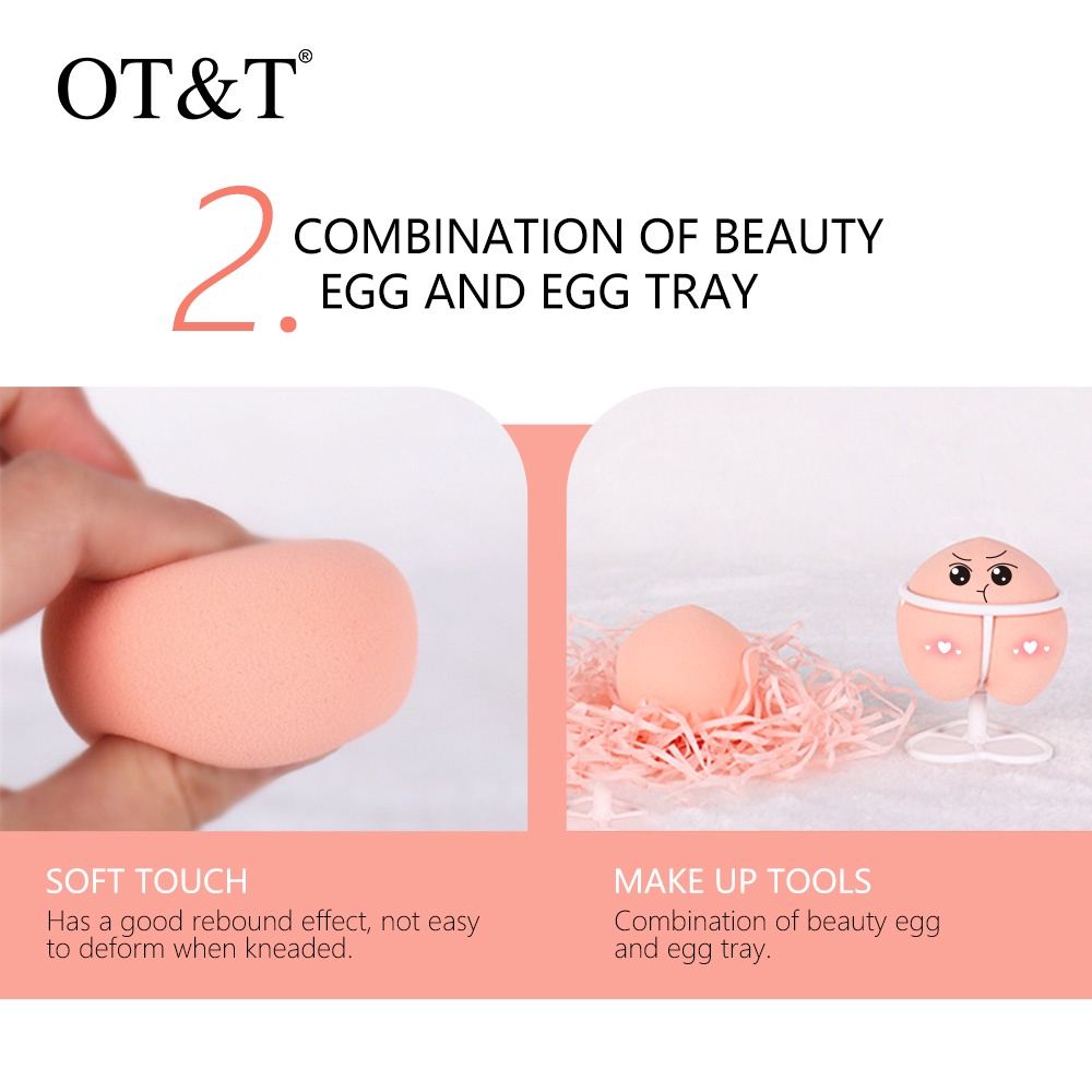 Set 2 Mút Trang Điểm Ot&T Hình Quả Đào 48g Hai Cách Sử Dụng Khô Và Ướt Kèm Giá Đỡ Tiện Dụng