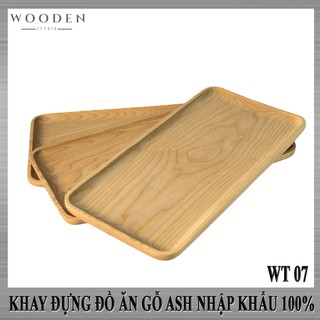 Khay gỗ đựng đồ ăn hình chữ nhật 100% bằng gỗ Ash tự nhiên - phong cách vintage
