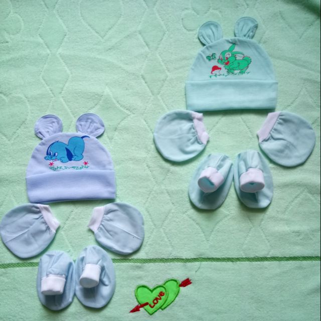 Set nón bao tay chân bé sơ sinh