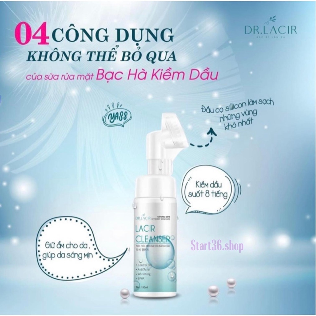 Sữa rửa mặt cho da dầu Start36 sữa rửa mặt Dr Lacir giảm bóng dầu làm sạch sâu ngăn ngừa mụn sáng da 150ml