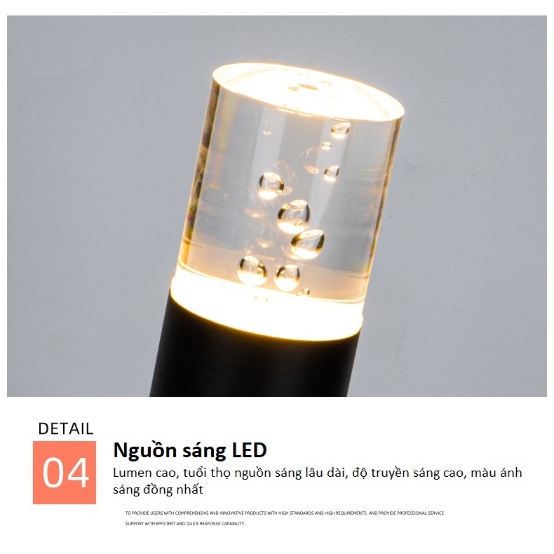 Đèn trụ sân vườn pha lê chịu nắng mưa sơn tĩnh điện ngoài trời dùng Chip LED độ sáng cao bảo hành 2 năm