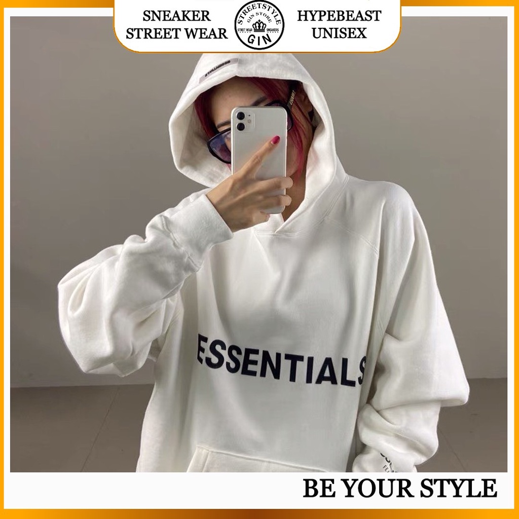 Áo nỉ hoodie Essentials In cao su nổi , áo nỉ bông unisex nam nữ phong cách Ulzzang - Gin Store